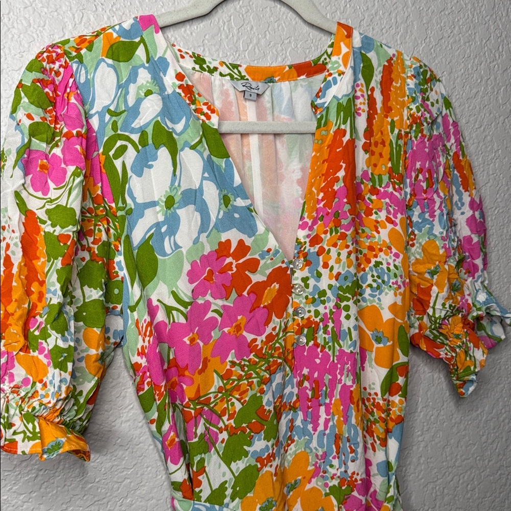 NEW Rails Eliana Day Garden Floral Tiered Midi Dress Sz Small Bump Friendly - Picture 3 of 7